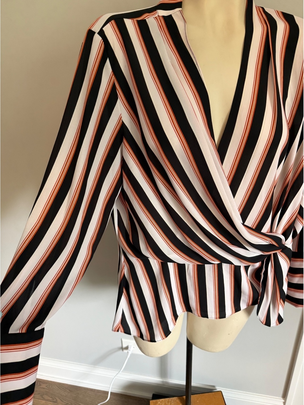 Chelsea28 Women's Striped Wrap Blouse XL - Picture 2 of 8